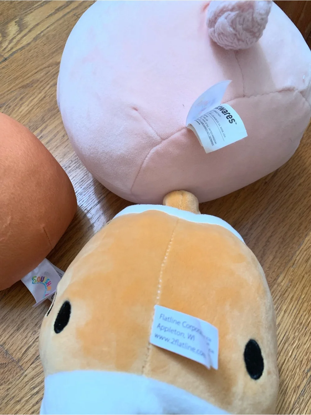 Squishmallow Lot of 3: Pink Bunny, Chocolate Chip Cookie, Boba Tea Plush Toys